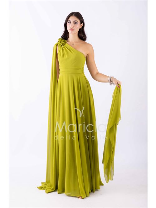 abito lungo fiore chiffon MARICLA ELEGANCE | FI7401LIME